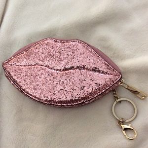 Aldo Laraviel Large Pink Glitter Lip Keychain
